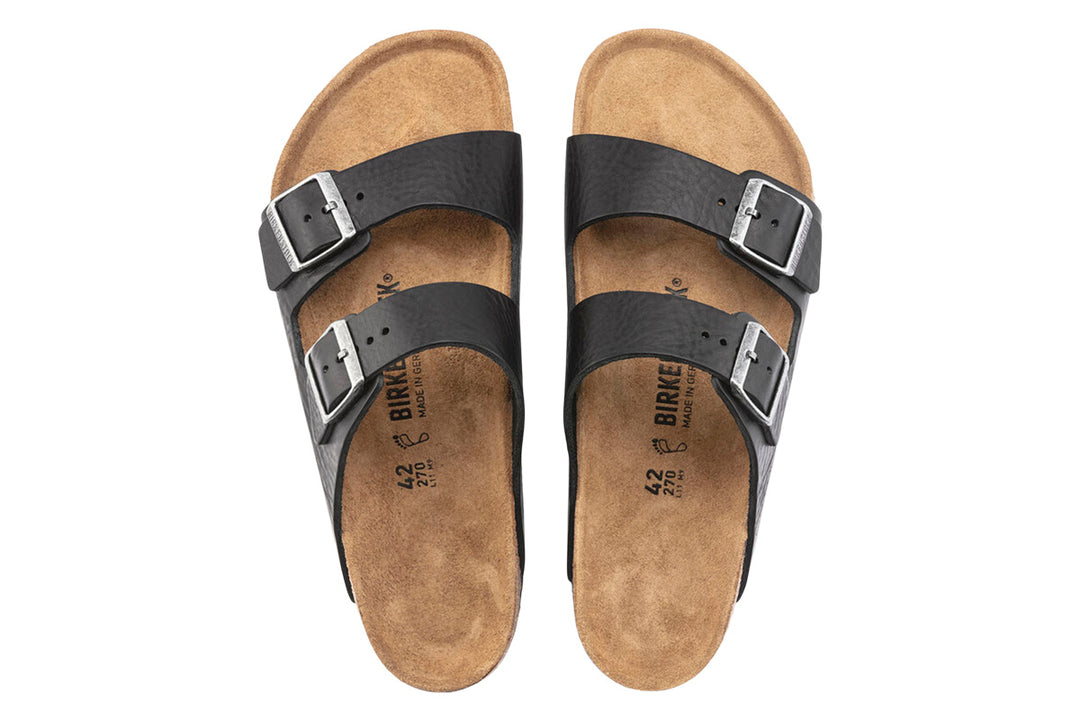 Birkenstock Arizona R Vintage Wood Black Natural Leather Mens #color_black