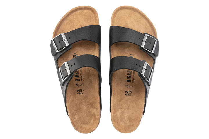 Birkenstock Arizona R Vintage Wood Black Natural Leather Mens #color_black