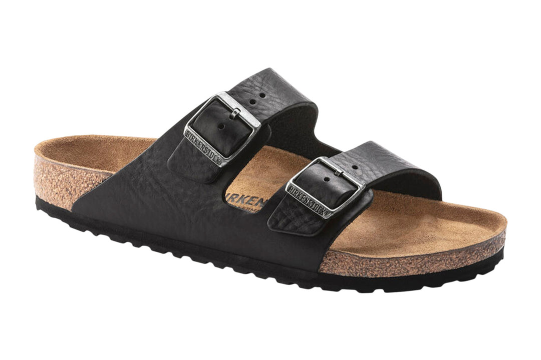 Birkenstock Arizona R Vintage Wood Black Natural Leather Mens #color_black