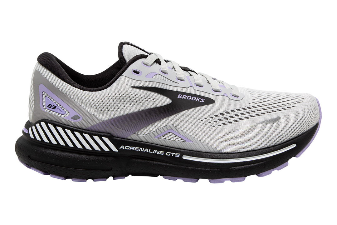 Brooks Adrenaline GTS 23 2E Grey/Black/Purple Womens #color_grey-multi-pinks-purples