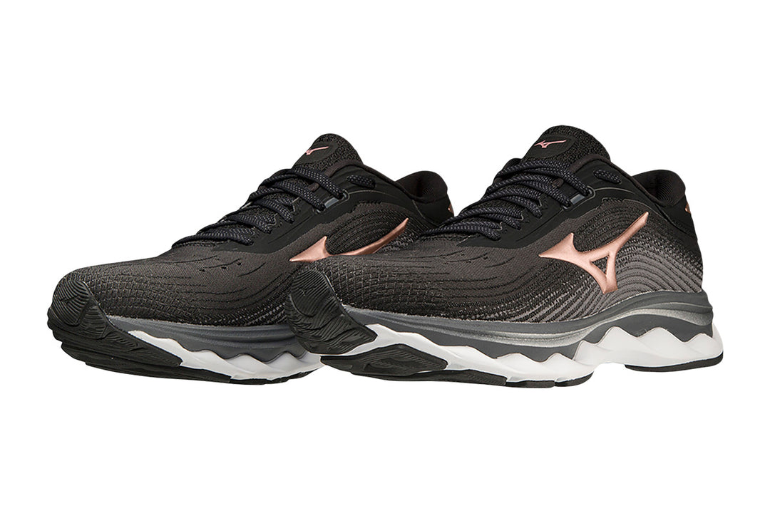 Mizuno Wave Sky 5 B Black/Rose Gold Womens #color_black-multi-metallic