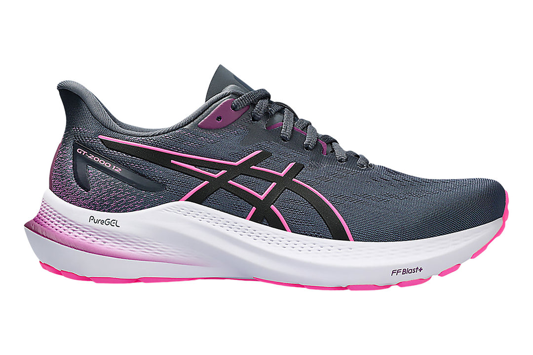 Asics GT-2000 12 B Tarmac/Black Womens #color_grey-multi-pinks-purples