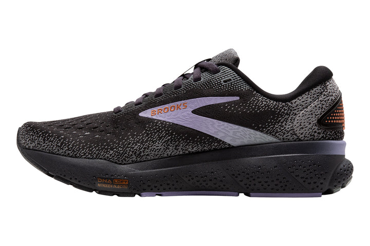 Brooks Ghost 16 B Ebony/Lavender/Copper Womens #color_black-multi-pinks-purples