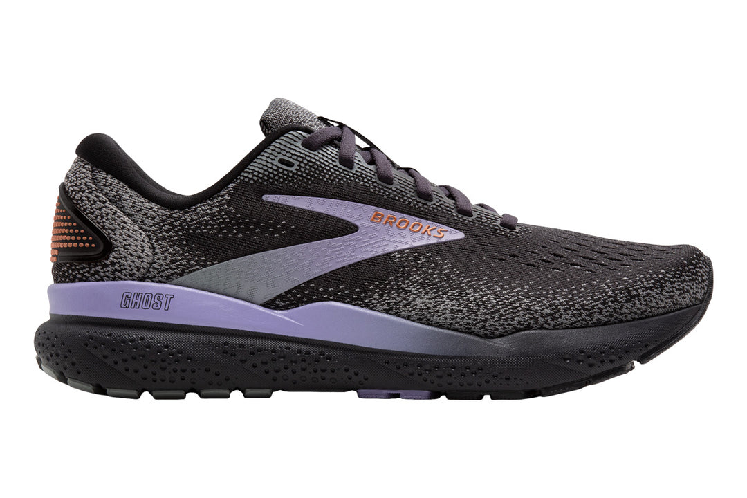 Brooks Ghost 16 B Ebony/Lavender/Copper Womens #color_black-multi-pinks-purples