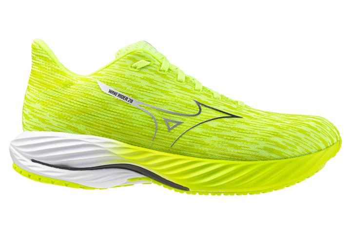 Mizuno Wave Rider 28 D Neo Lime/Black/Acid Lime Mens #color_yellow-flouro-yellow