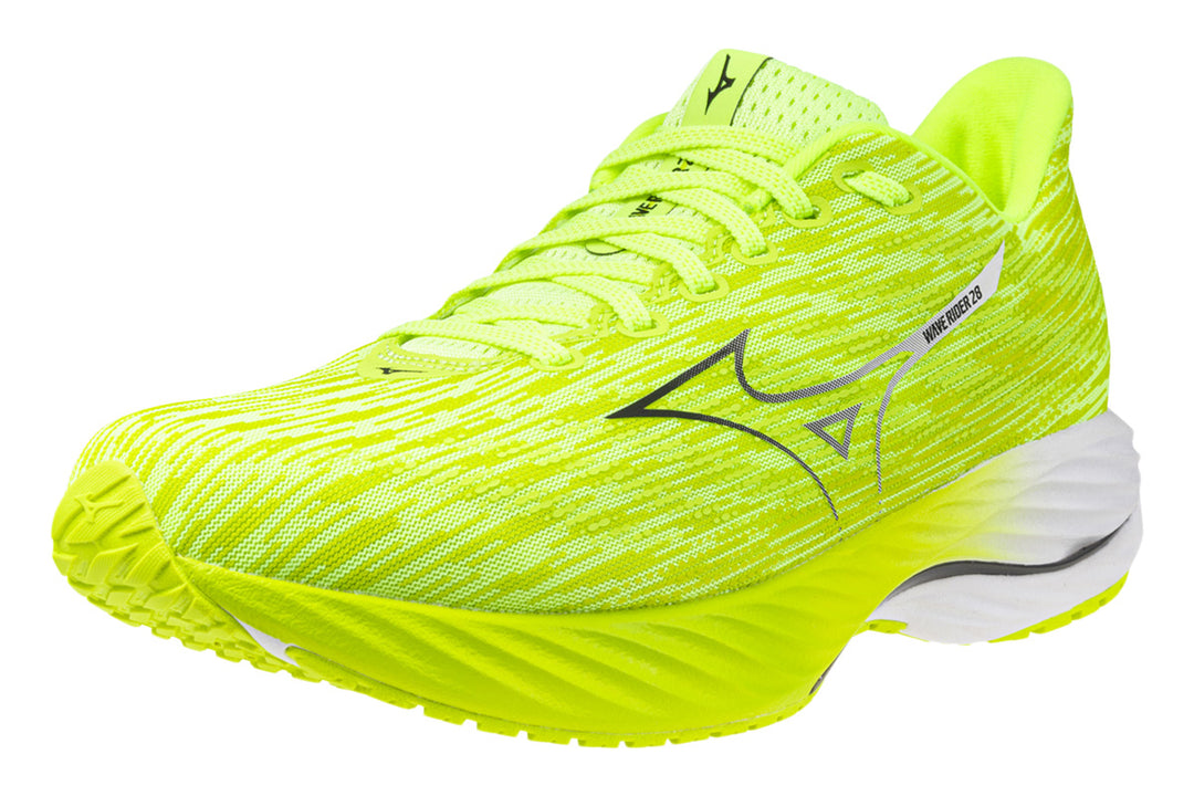 Mizuno Wave Rider 28 D Neo Lime/Black/Acid Lime Mens #color_yellow-flouro-yellow