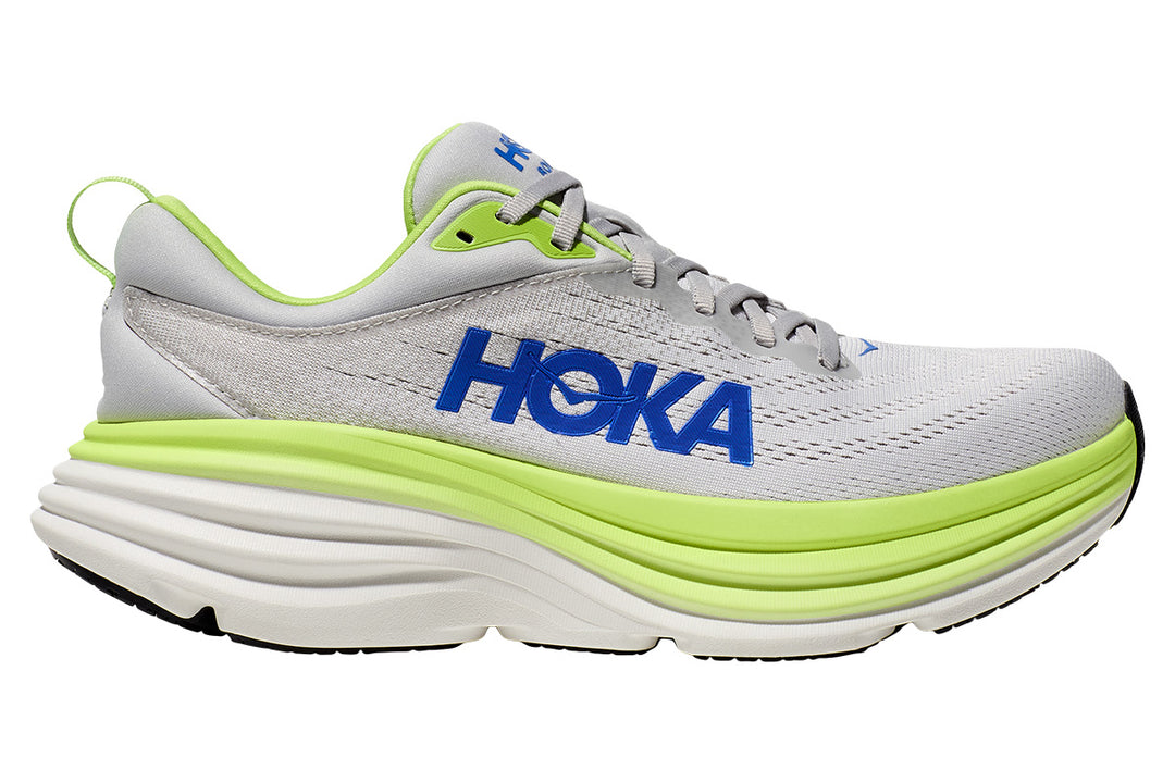 Hoka Bondi 8 2E Stardust/Lettuce Mens #color_grey-multi-yellows