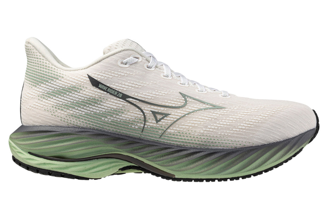 Mizuno Wave Rider 28 D Mizuno Snow White/Frosty Green/Black Mens #color_white-multi-greens