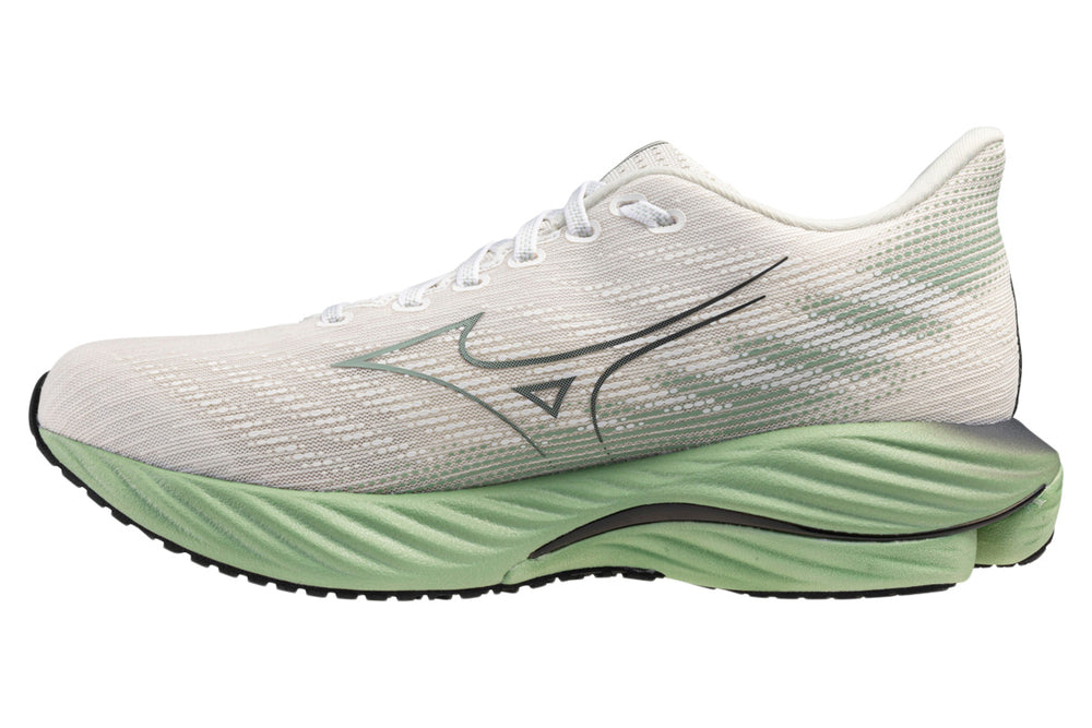 Mizuno Wave Rider 28 D Mizuno Snow White/Frosty Green/Black Mens #color_white-multi-greens