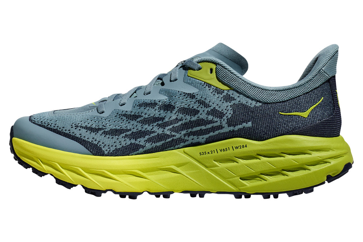 Hoka Speedgoat 5 2e Stone Bluedark Citron Mens Footmotion 1105