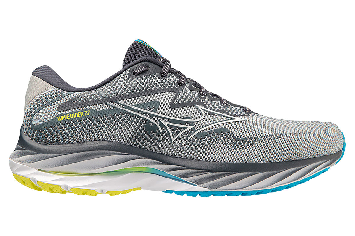 Mizuno Wave Rider 27 Pearl Blue/White/Bolt 2E Mens – FootMotion