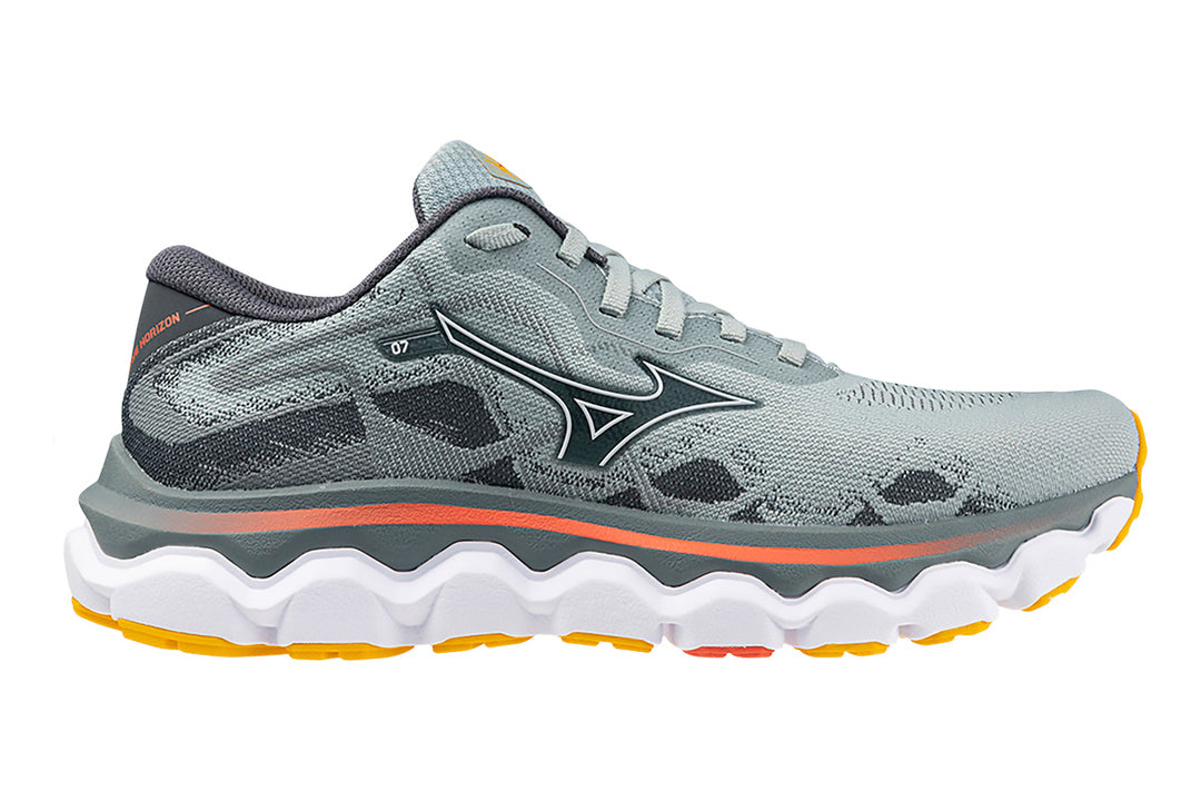 Mizuno Wave Horizon 7 B Grey Mist/White/Hot Coral Womens #color_grey-multi-pinks-purples