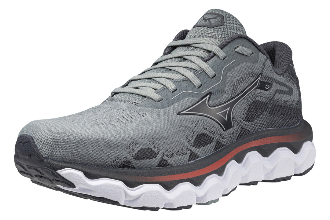 Mizuno Wave Horizon 7 D Lead/Nickel/Cayenne Mens #color_grey-multi-reds-oranges